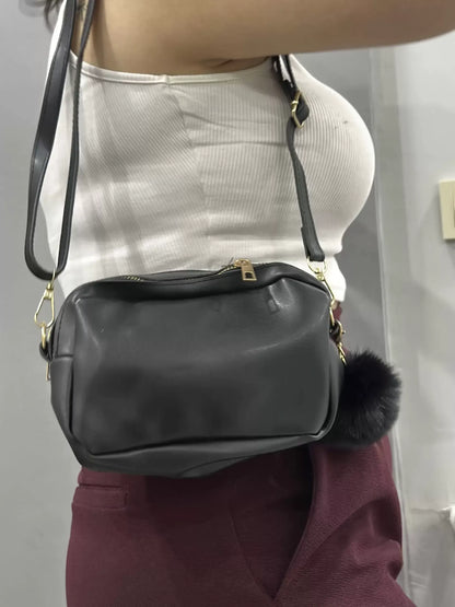 Kadın Yumuşak Dokulu Mini Omuz Çantası – Siyah
