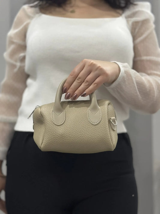 Trend Mini Boston Çanta - Şık ve Pratik | Krem/Bej Rengi
