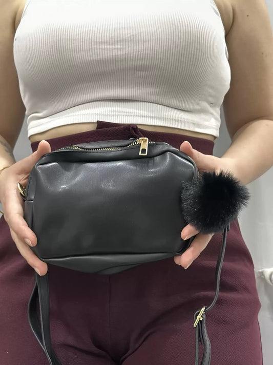 Kadın Yumuşak Dokulu Mini Omuz Çantası – Siyah