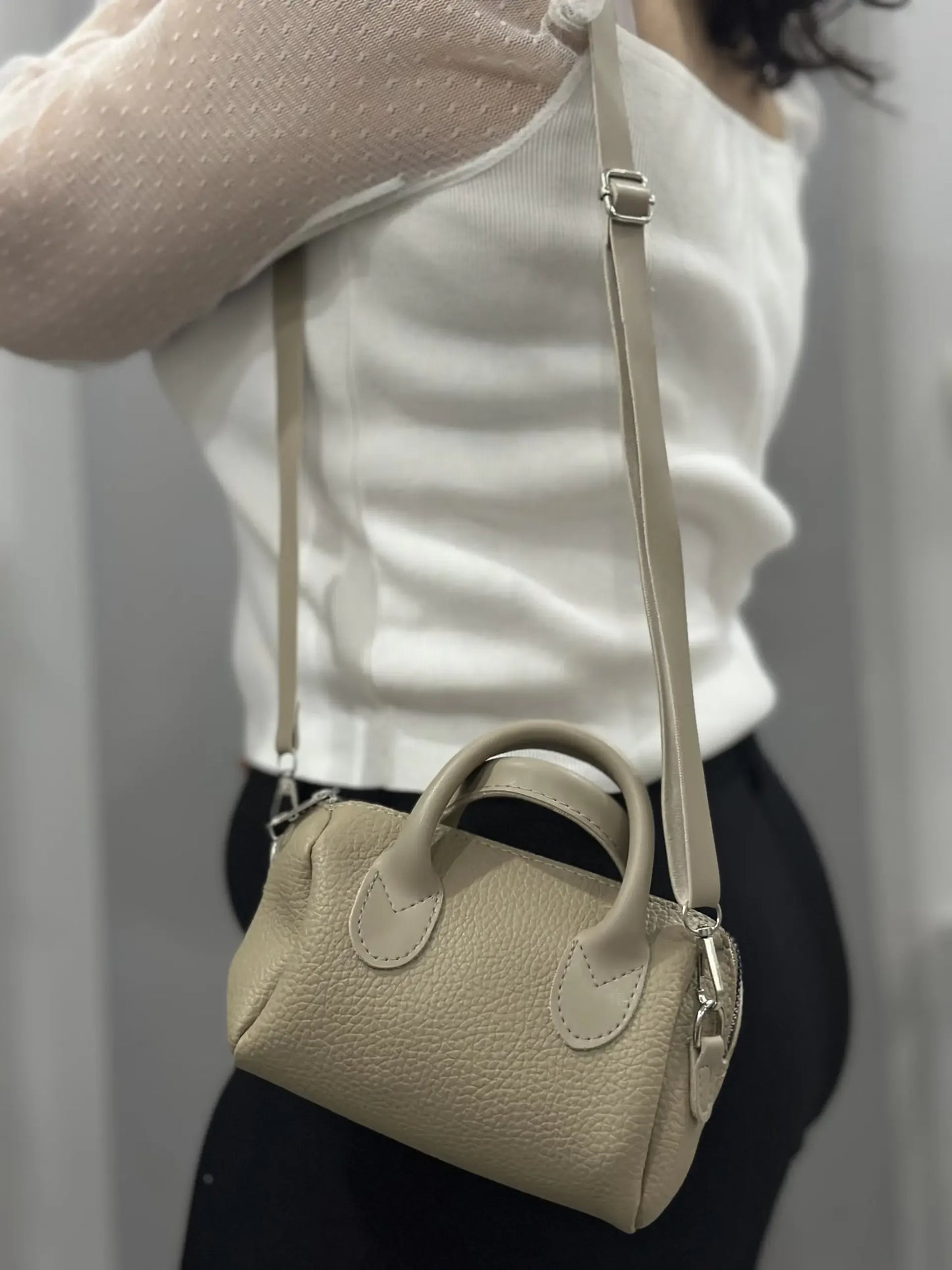 Trend Mini Boston Çanta - Şık ve Pratik | Krem/Bej Rengi